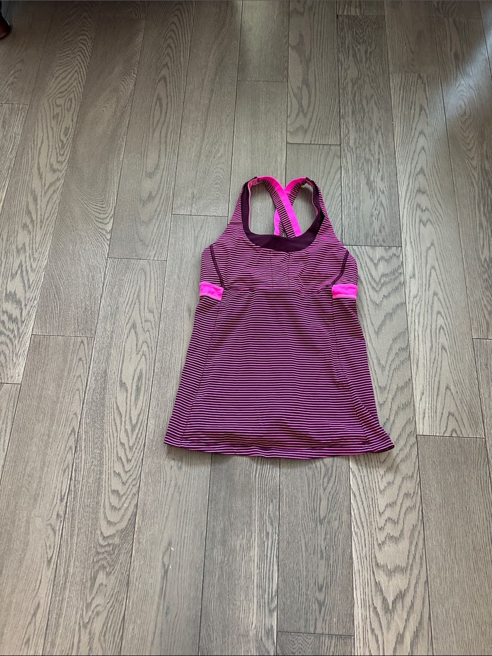 lululemon athletica Pink and Black Striped Racerback One-Piece Swim Top
